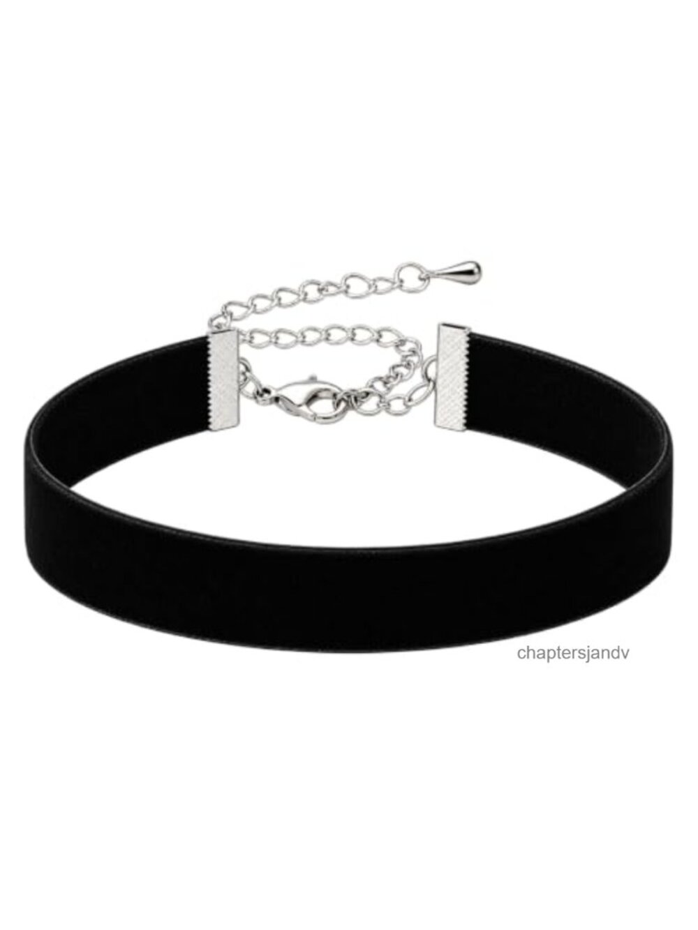 Gothic Velvet Choker Necklace Adjustable Collar Silver Plated Lobster Clasp
